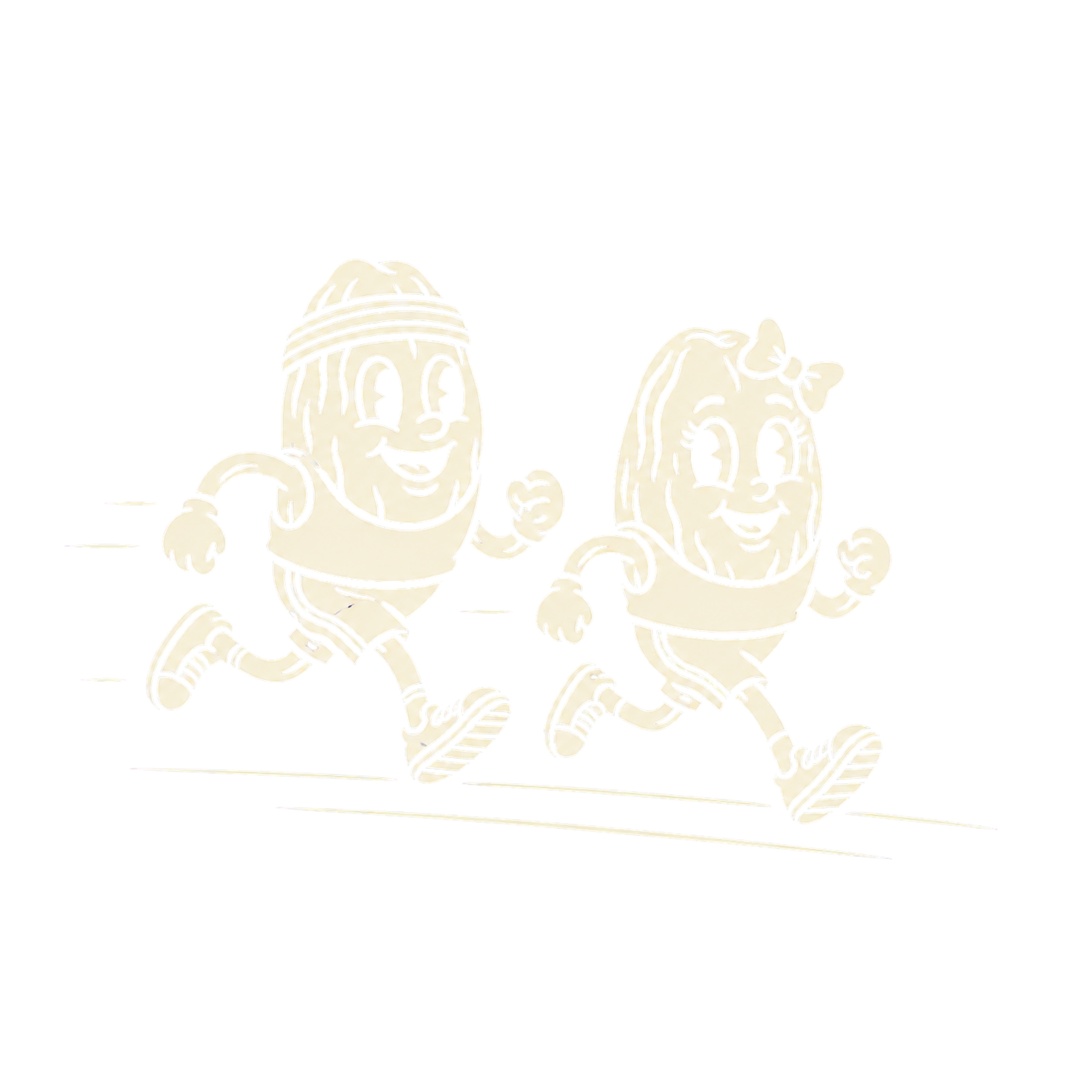 two date mascots running together